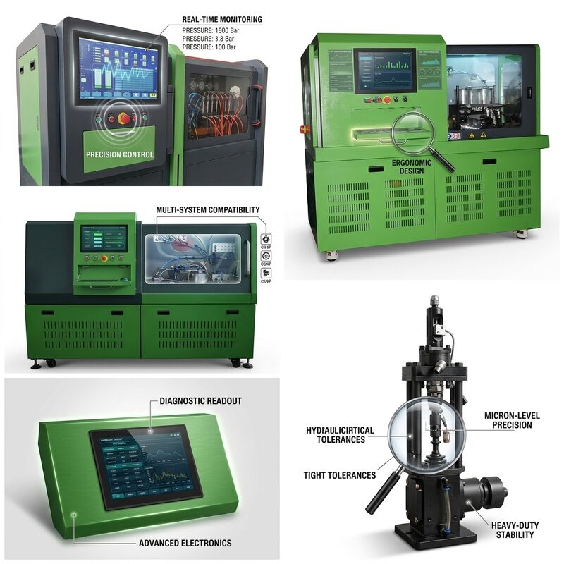 CRB-E3000 Common Rail Pump Test Bench với áp suất tối đa 2500 bar, phạm vi tốc độ 0-4000 vòng / phút và hiệu quả phản hồi năng lượng 70%